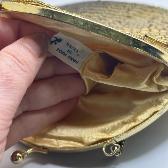 LA REGALE LTD Beaded Kisslock Frame Evening Bag Gold Chain Strap - Picture 11 of 13
